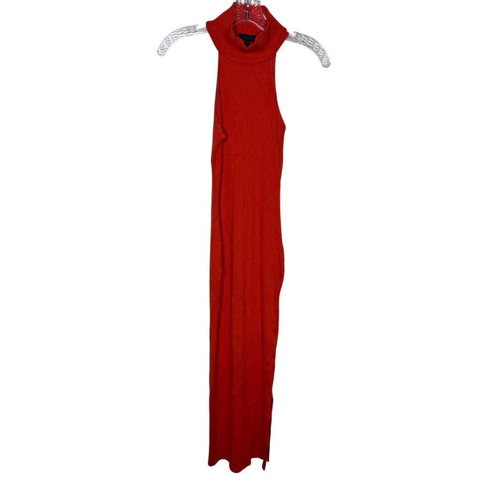 Sleeveless Turtleneck Maxi Dress - Red
